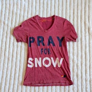 Aviator Nation  "Pray for Snow" Red V-Neck Tee